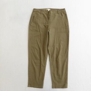 Eileen Fisher Womens Targn Cotton Hemp Tapered Ankle Olive Green Pants Size 10